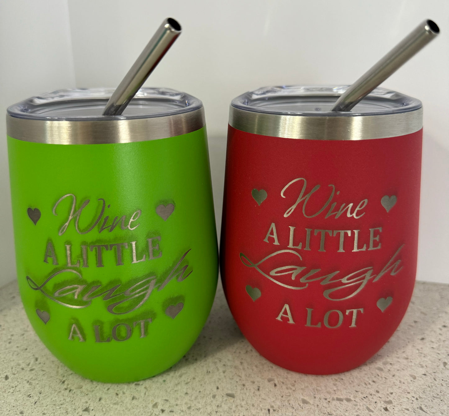 Laser Engraved 12oz Wine Tumbler - Wine A Little Laugh A Lot