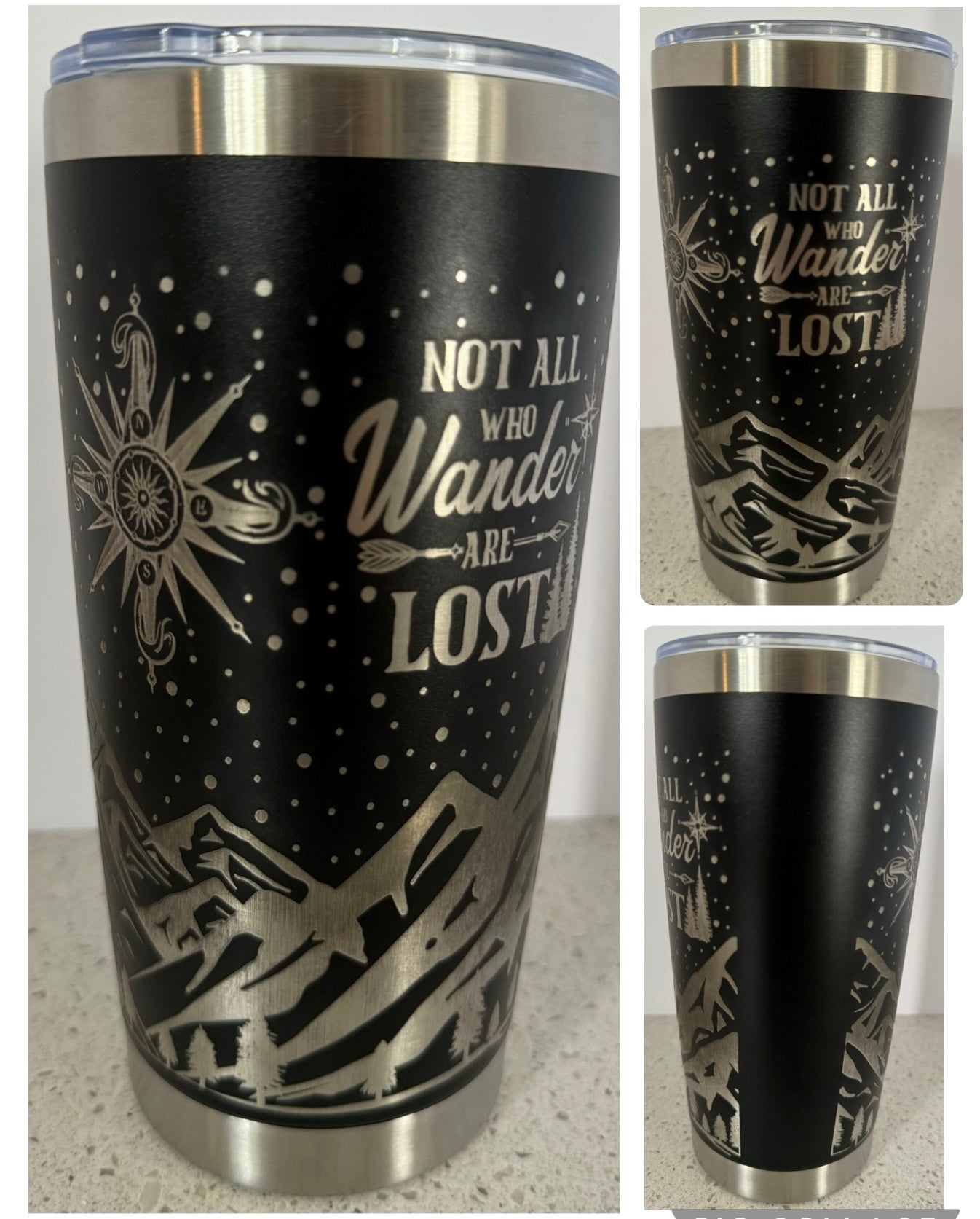 Laser Engraved 20oz Tumblers - Not All Who Wander Are Lost