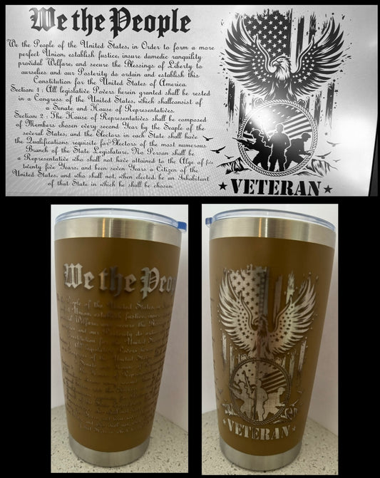 Laser Engraved 20oz Tumblers - Veteran